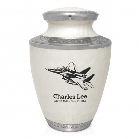 Fighter Jet Plane Cremation Urn - Radiant White