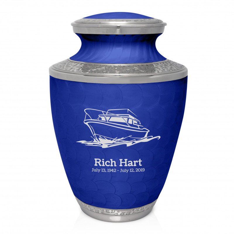 Boat Cremation Urn - Royal Blue