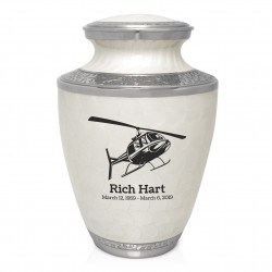 Helicopter Cremation Urn - Radiant White