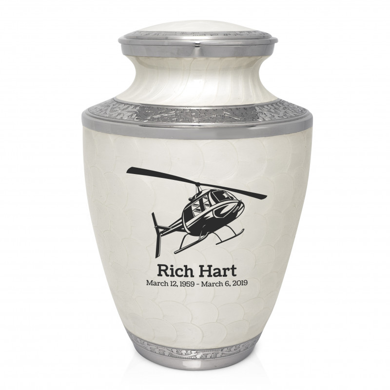 Helicopter Cremation Urn - Radiant White