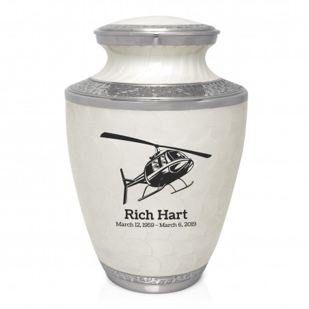 Helicopter Cremation Urn - Radiant White