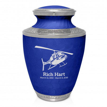 Helicopter Cremation Urn - Royal Blue