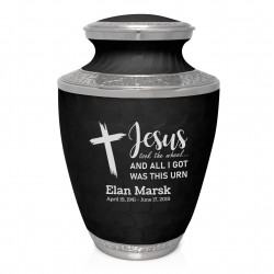 Jesus Took The Wheel Cremation Urn - Ebony Black