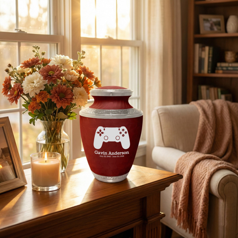 Gaming Controller Cremation Urn - Rose Red