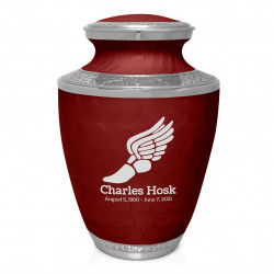 Running - Winged Foot Cremation Urn - Rose Red