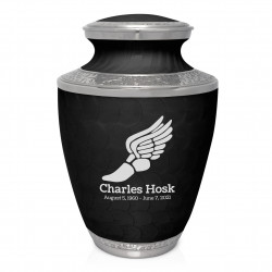 Running - Winged Foot Cremation Urn - Ebony Black