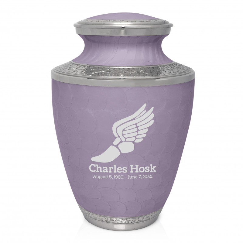 Running - Winged Foot Cremation Urn - Regal Purple