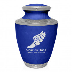 Running - Winged Foot Cremation Urn - Royal Blue