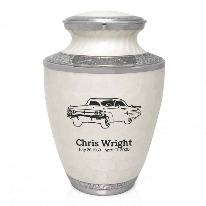 Classic Car III Cremation Urn - Radiant White