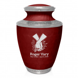Marijuana Holding Hands Cremation Urn - Rose Red