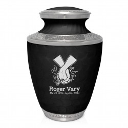 Marijuana Holding Hands Cremation Urn - Ebony Black
