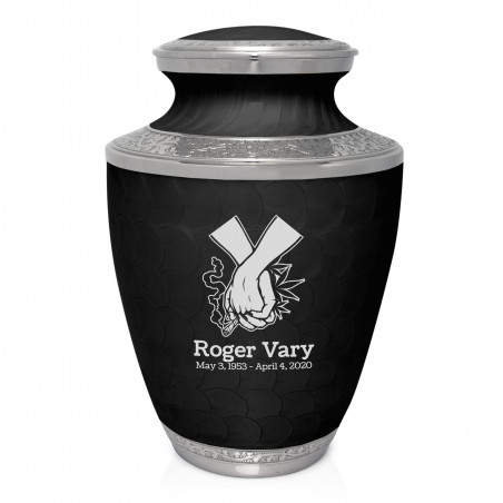 Marijuana Holding Hands Cremation Urn - Ebony Black