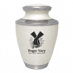 Marijuana Holding Hands Cremation Urn - Radiant White