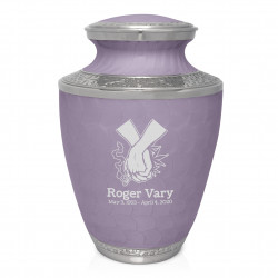 Marijuana Holding Hands Cremation Urn - Regal Purple