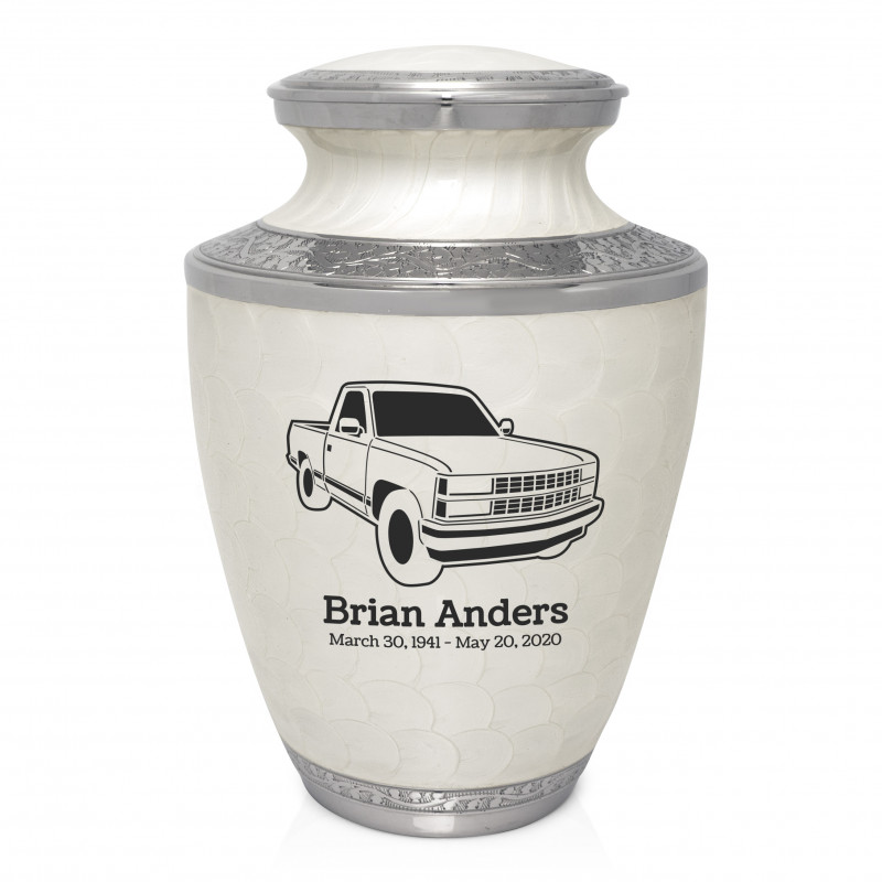 Truck V Cremation Urn - Radiant White