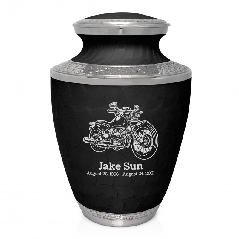 Motorcycle II Cremation Urn - Ebony Black