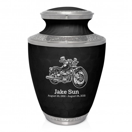 Motorcycle II Cremation Urn - Ebony Black