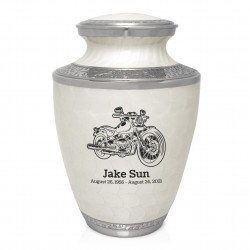 Motorcycle II Cremation Urn - Radiant White