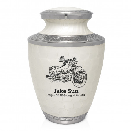 Motorcycle II Cremation Urn - Radiant White