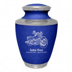 Motorcycle II Cremation Urn - Royal Blue
