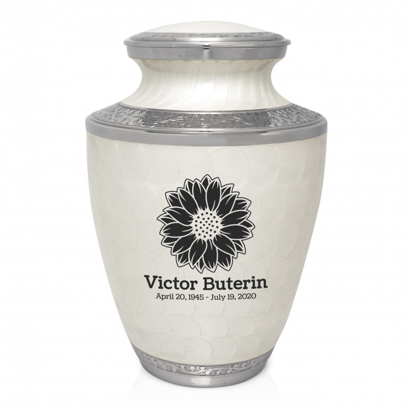 Sunflower Cremation Urn - Radiant White