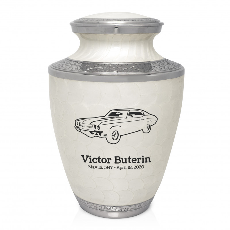 Muscle Car III Cremation Urn - Radiant White