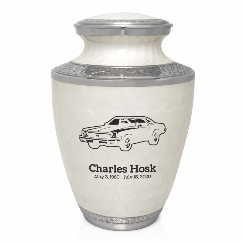 Muscle Car V Cremation Urn - Radiant White