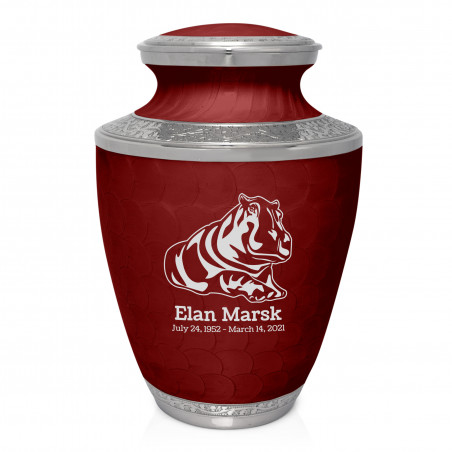 Hippo Cremation Urn - Rose Red