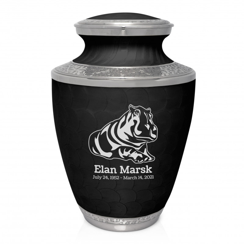 Hippo Cremation Urn - Ebony Black