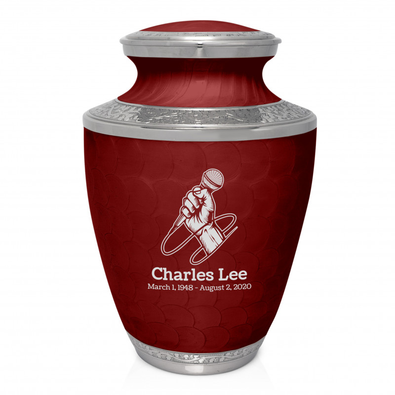 Microphone Hand Cremation Urn - Rose Red