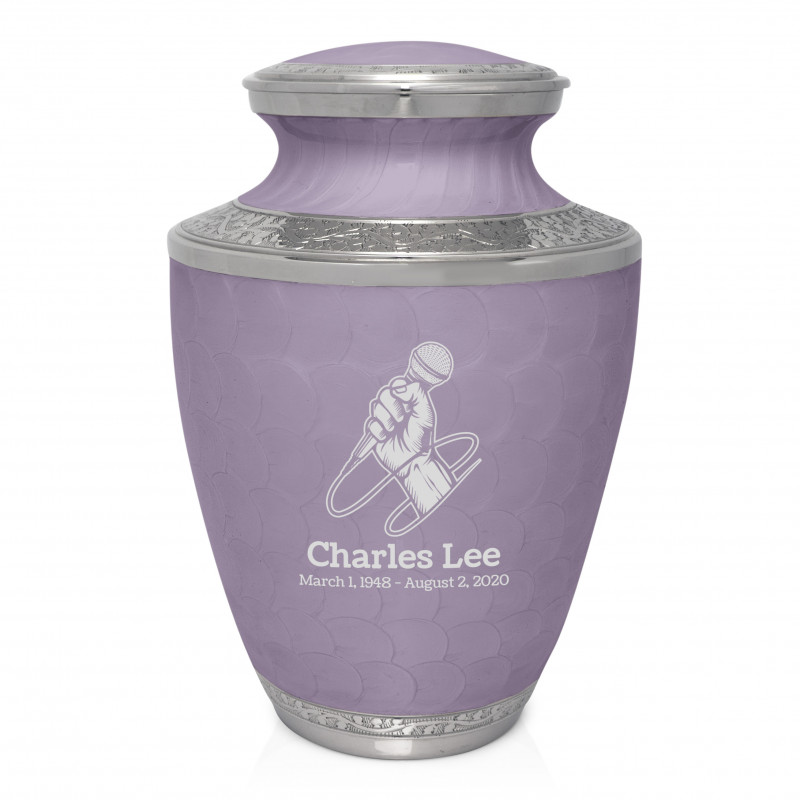Microphone Hand Cremation Urn - Regal Purple