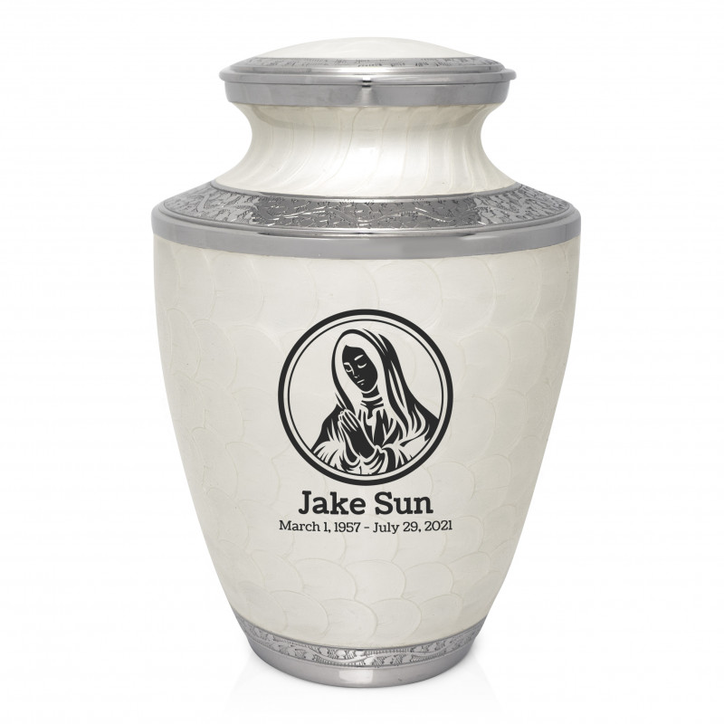Mother Mary Cremation Urn - Radiant White