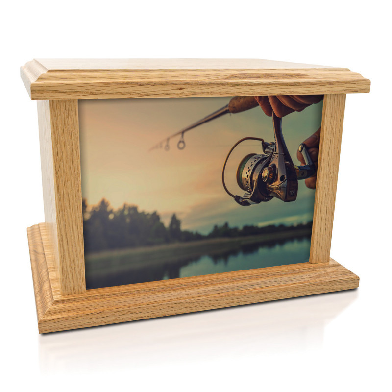 Rod and Reel Cremation Urn - Prestige Oak