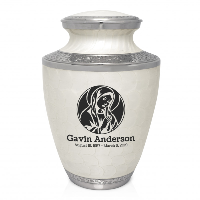 Virgin Mary Cremation Urn - Radiant White