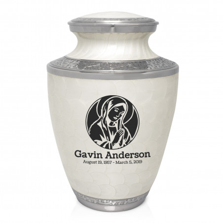 Virgin Mary Cremation Urn - Radiant White