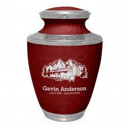Fifth Wheel Camper Cremation Urn - Rose Red