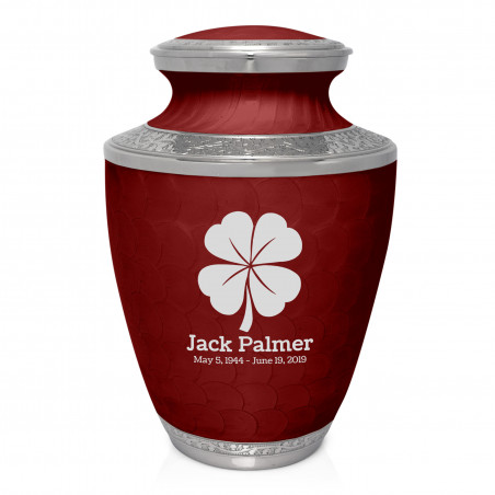4 Leaf Clover Cremation Urn - Rose Red