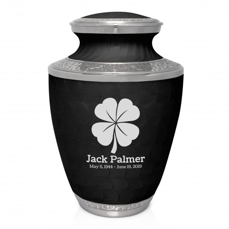 4 Leaf Clover Cremation Urn - Ebony Black
