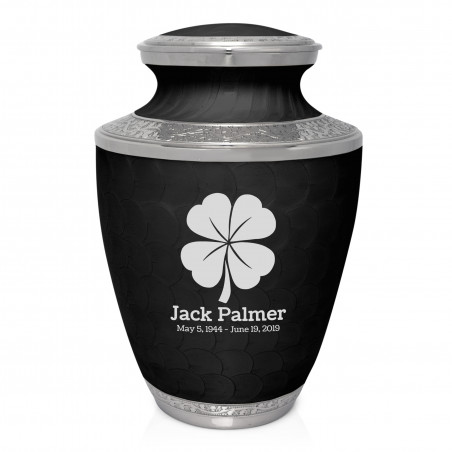 4 Leaf Clover Cremation Urn - Ebony Black