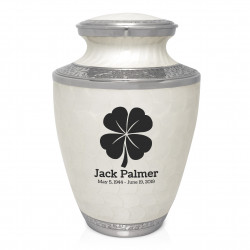 4 Leaf Clover Cremation Urn - Radiant White
