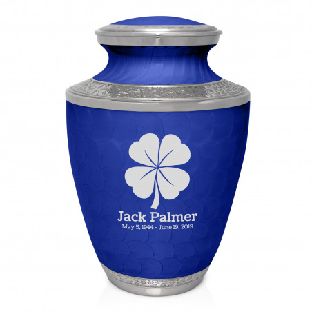 4 Leaf Clover Cremation Urn - Royal Blue
