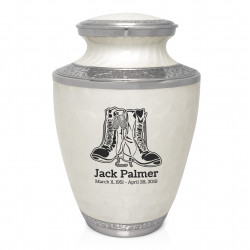 Veteran Combat Boots Cremation Urn - Radiant White