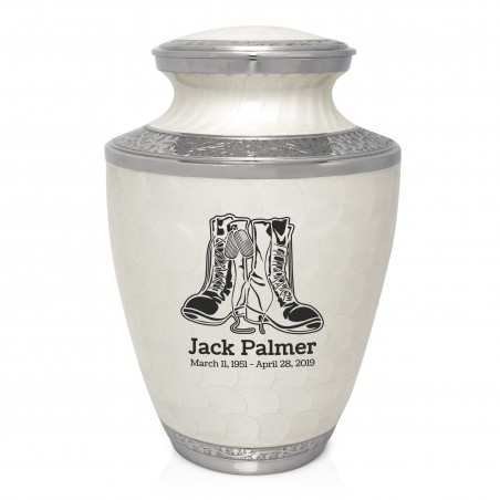 Veteran Combat Boots Cremation Urn - Radiant White