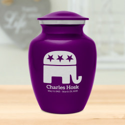 Republican Elephant Sharing Urn - Purple Luster