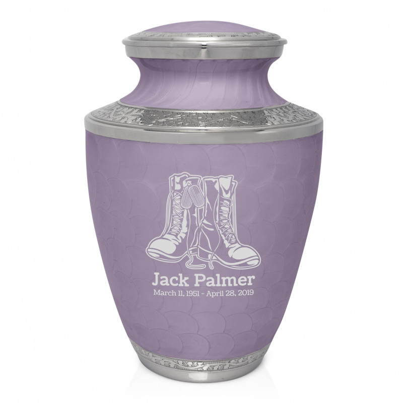 Veteran Combat Boots Cremation Urn - Regal Purple