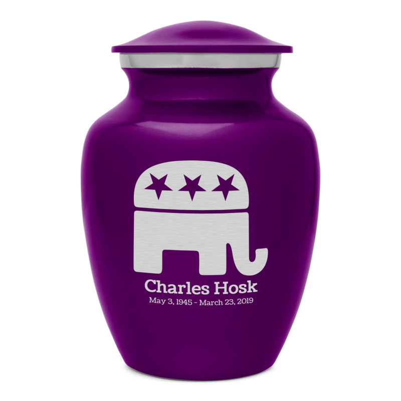 Republican Elephant Sharing Urn - Purple Luster