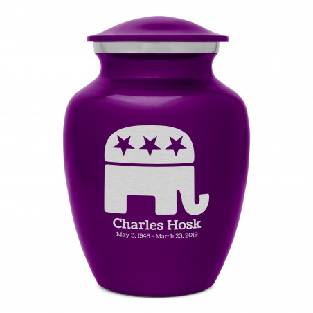 Republican Elephant Sharing Urn - Purple Luster