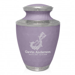 Flowered Electric Guitar Cremation Urn - Regal Purple