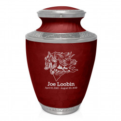 Running Horses Cremation Urn - Rose Red