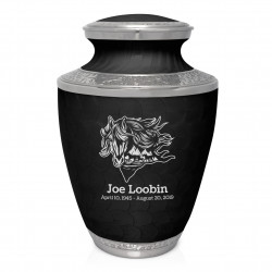 Running Horses Cremation Urn - Ebony Black